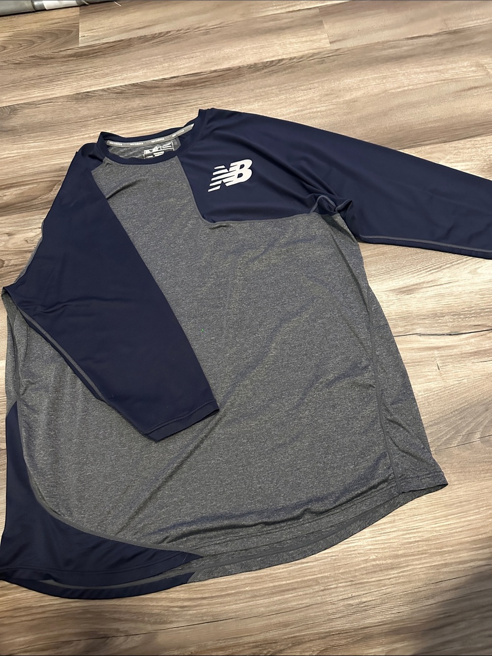 New Balance Men's Navy and Gray Athletic Long Sleeve Top